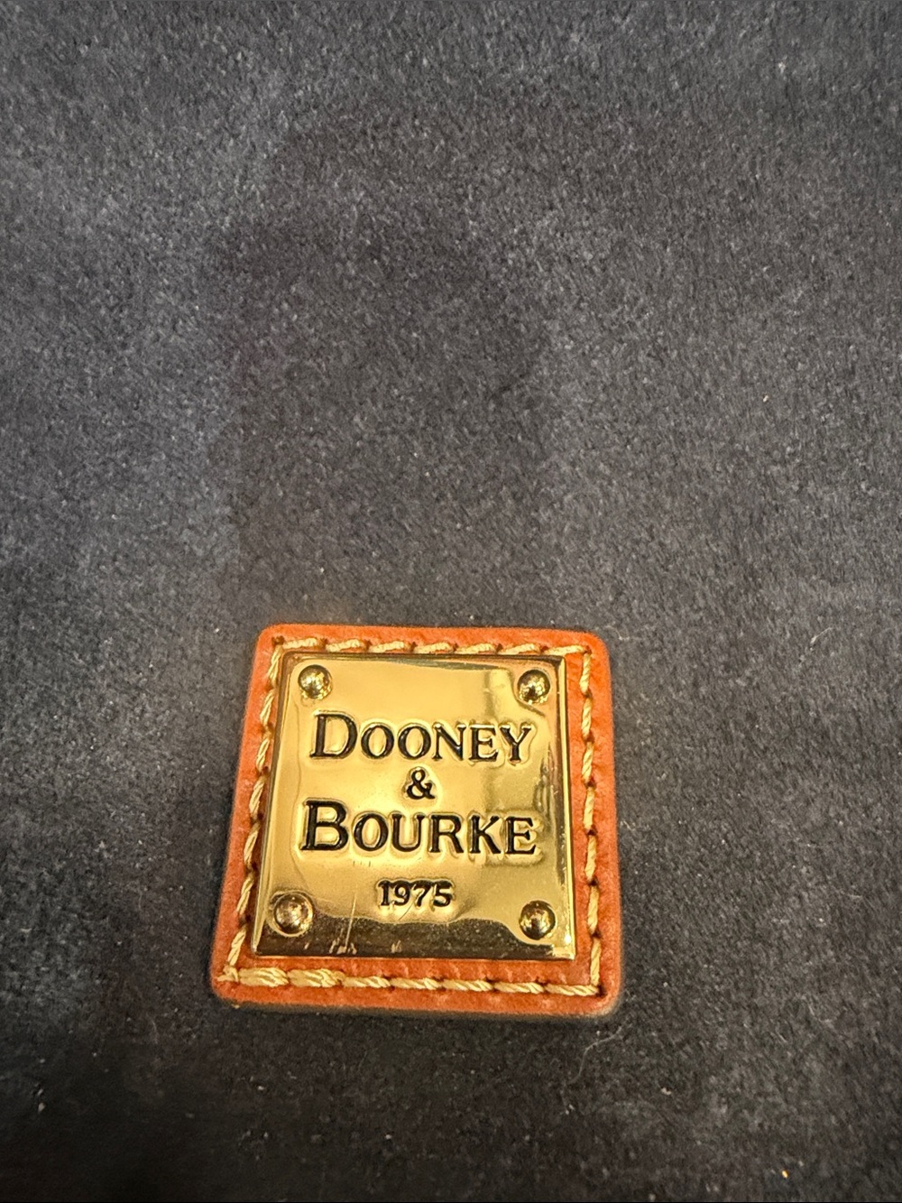 Dooney & Bourke Navy Suede Shoulder Bag with Brown Leather Strap - Picture 2 of 7